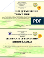 Certificate of Excellence Tricsy v. Tique: Maria Krizia Zythus S. San Juan ESP Teacher