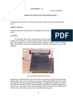 Experiment - 10: Performance Test On Flat Plate Solar Water Heater Aim