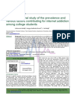 A Cross Sectional Study of The Prevalence and Various Factors Contributing For Internet Addiction Among College Students