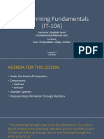 Programming Fundamentals (IT-104) : Instructor: Abdullah Javed Lecturer, Govt. Postgraduate College, Jhelum