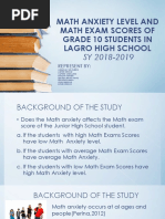 Math Anxiety Level and Math Exam Scores of Grade 10 Students in Lagro High School