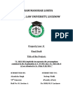 Dr. Ram Manohar Lohiya National Law University, Lucknow: Property Law-II Final Draft Title of The Project