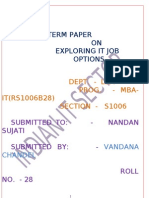 Term Paper ON Exploring It Job Options: Dept. - LSM Prog. - Mba-IT (RS1006B28) Section - S1006