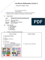 Detailed Lesson Plan in Mathematics (Grade 7) : Elementary Algebra