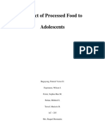 Impact of Processed Food To Adolescents: Bugayong, Patrick Victor D