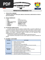 1 Grado Proyecto de Aprendizaje 01 Microsoft Word