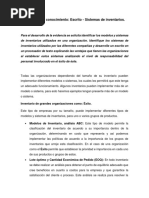 Evidencia de Conocimiento Escrito - Sistemas de Inventarios