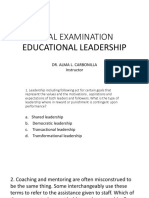 Final Exam Leadership and MGT