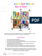 Seasonal Color Analysis Quiz Worksheet Printable