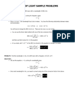 Speed of Light Sample Problems: PROBLEM: Find The Frequency of An EM Wave With A Wavelength of 485.2 Nm. Solution