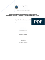 Schema and Reading Comprehension Relative To Academic Performance of Grade 10 Students at Binulasan Integrated School