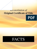 Reconstitution Of: Original Certificate of Title