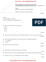 CBSE Class 11 Chemistry Worksheet - Chemical Bonding and Molecular Structure