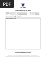 Cot-Rpms Observation Notes Form: General Observations