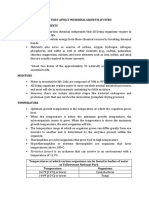 Factors Affecting Microbial Growth in Vitro