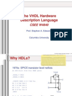 The VHDL Hardware Description Language: CSEE W4840