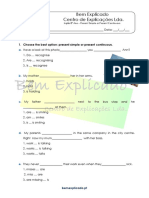 0.6 - Ficha de Trabalho - Present Simple or Present Continuous