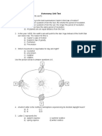 Multiple Choice (2 Points Each) : Astronomy Unit Test