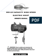 660-Lb Capacity High Speed Electric Hoist Owner'S Manual