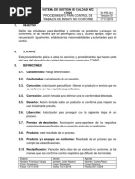 Procedimiento para Control de Trabajos de Ensayo No Conforme