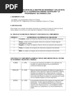 Estudio de Línea Base de La Gestión de Seguridad y Salud en El Trabajo de La Cooperativa Agraria Cafetalera La Prosperidad de Chirinos Ltda