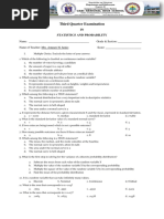 Third Quarter Examination: IN Statistics and Probability