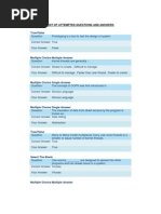 True/False: List of Attempted Questions and Answers