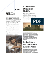 Edad de Piedra Y Edad de Los Metales: La Prehistoria - Definición y División