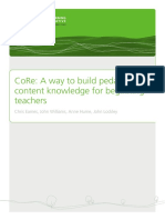 Core: A Way To Build Pedagogical Content Knowledge For Beginning Teachers