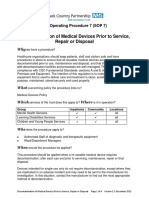 Decontamination of Medical Devices Prior To Service, Repair or Disposal