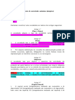 Modelo de Contrato de Sociedade