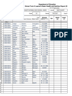 Department of Education School Form 8 Learner's Basic Health and Nutrition Report (SF8)