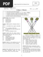 Prova Ciências Recuperação 9ºano 4ºBIM