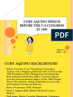 Cory Quino Speech Before The U.S Congress in 1986