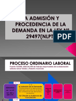 La Admision y Procedencia de La Demanda en La Ley 29497