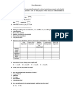 Questionnaire of Dettol