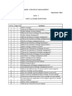 Ba9210 - Strategic Management Semester: Iii Department: Mba Unit - I Part-A (2 Mark Questions)