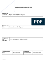 Assignment Submission Front Page: Higher National Diploma Program