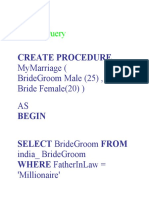 Bride's Query: Create Procedure