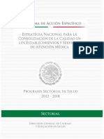 Estrategia Nacional para La Consolidación de La Calidad en Los Establecimientos y Servicios de Atención Médica 2012-2018