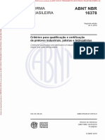 ABNT NBR 16378 - 2018 - Qualificação para Pintores Industriais, Jatistas e Hidrojatistas