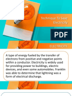 Scence PPT On Technique To Save Electricity