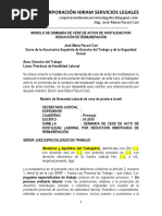 Modelo Demanda Cese Hostilidad Reducción Remuneración - Autor José María Pacori Cari