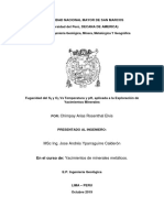 Fugacidad Del S2 y O2 Vs Temperatura y PH, Aplicada A La Exploración de Yacimientos Minerales