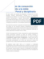 El Principio de Consunción Como Límite A La Doble Sanción