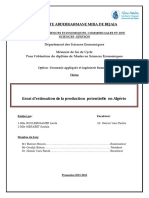 Essai D'estimation de La Production Potentielle en Algérie