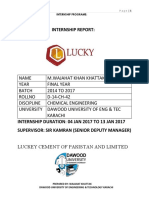 Lucky Cement Internship Report