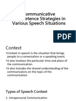 Communicative Competence Strategies in Various Speech Situations