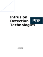 Intrusion Detection Technologies: Index