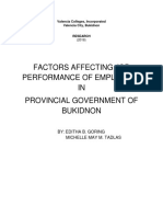 Factor Affecting Job Performance of Employees in PGB